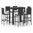 vidaXL 7 Piece Steel Bar Set in Black/White/Cream