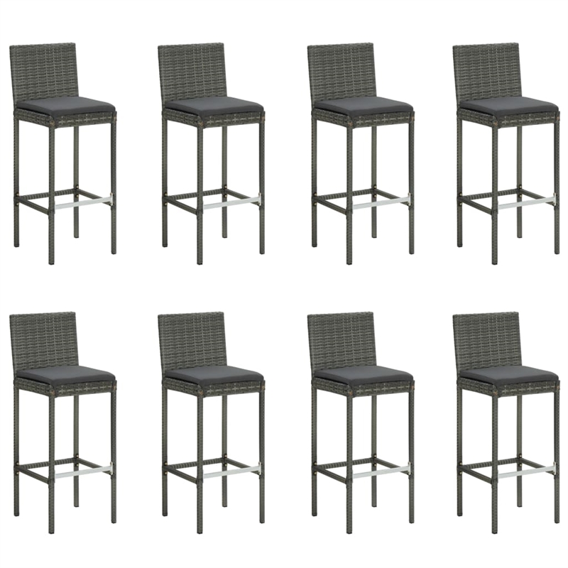 vidaXL 9 Piece Poly Rattan Large Bar Set in Gray
