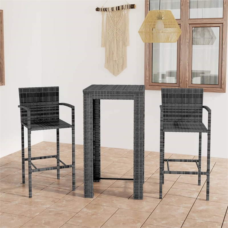 vidaXL 3 Piece Steel Medium Bar Set in Gray