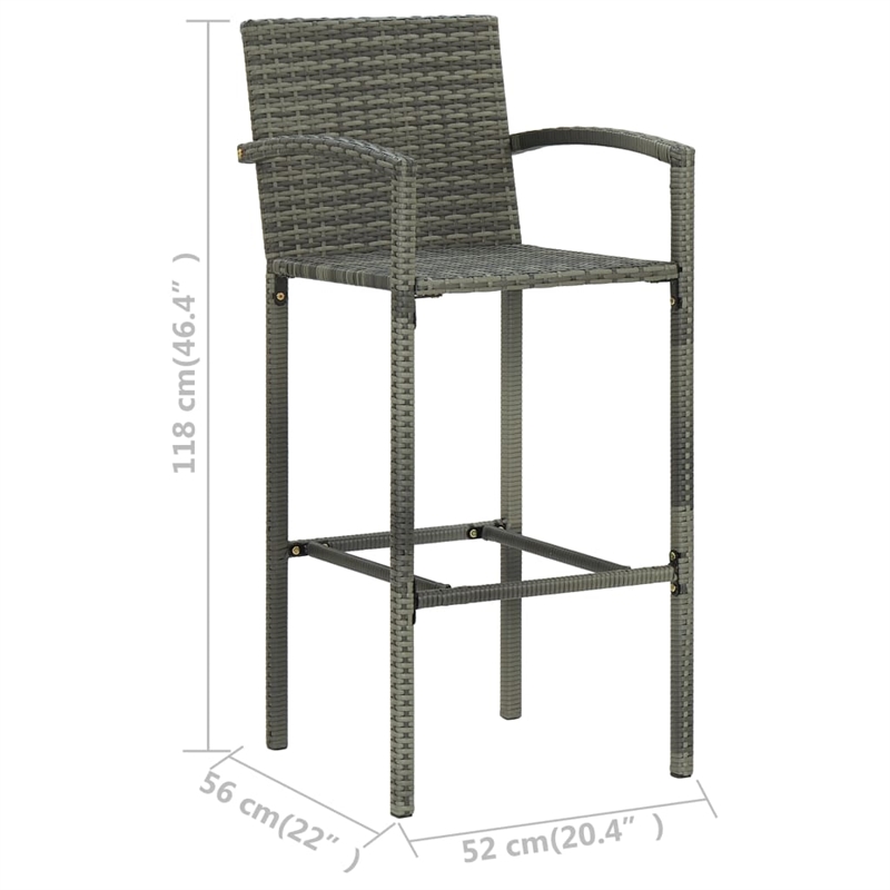 vidaXL 3 Piece Steel Medium Bar Set in Gray