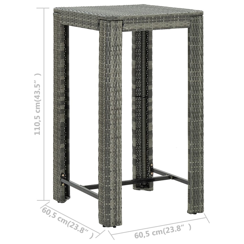 vidaXL 3 Piece Steel Medium Bar Set in Gray