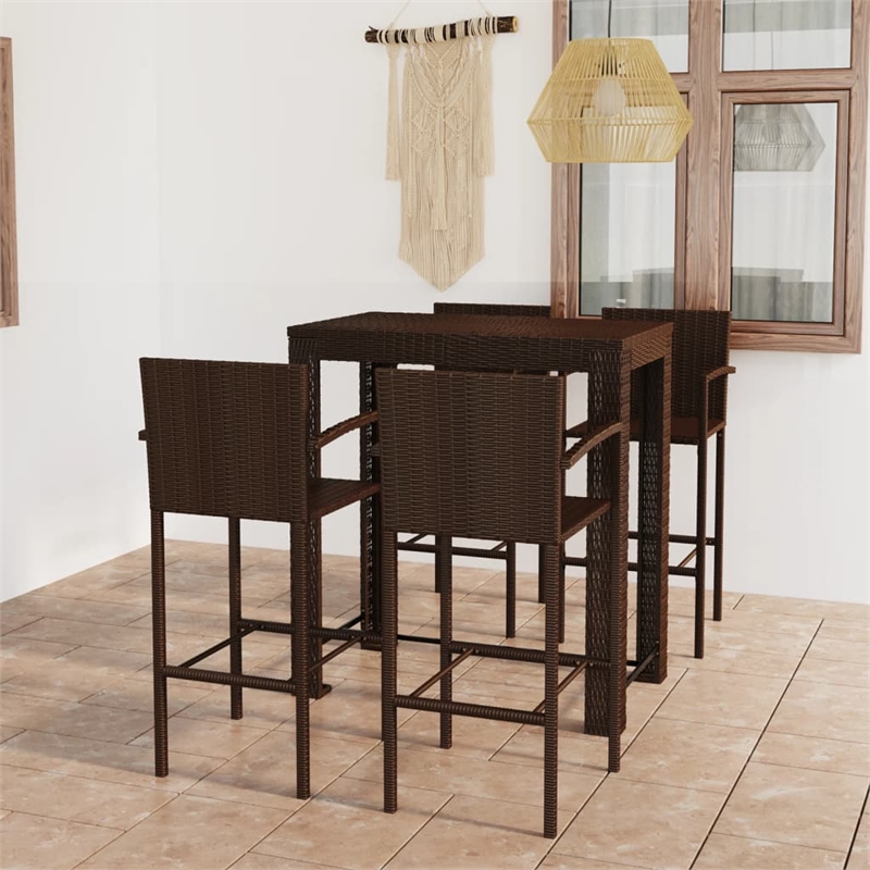 vidaXL 5 Piece Steel Bar Set in Brown