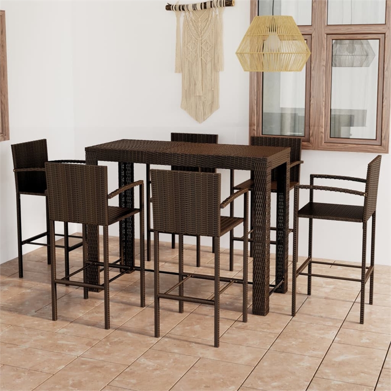 vidaXL 7 Piece Steel Large Bar Set in Brown