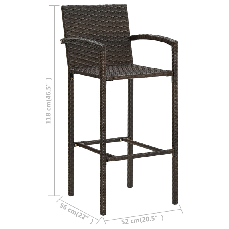 vidaXL 7 Piece Steel Large Bar Set in Brown