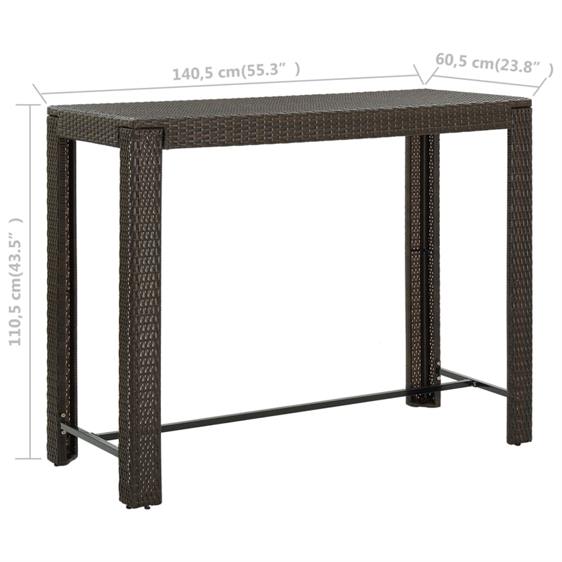 vidaXL 7 Piece Steel Large Bar Set in Brown