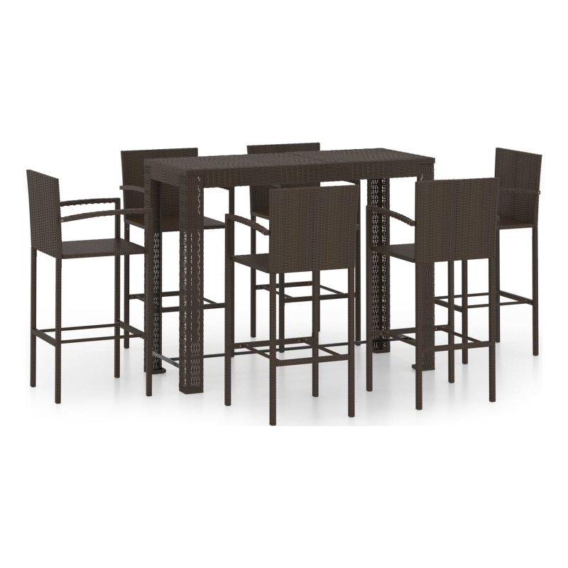 vidaXL 7 Piece Steel Large Bar Set in Brown