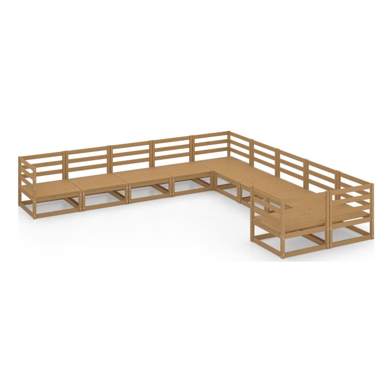 vidaXL 10 Piece Wood Large Garden Lounge Set in Brown