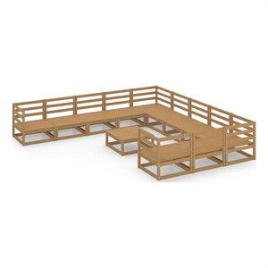 vidaXL 12 Piece Wood Garden Lounge Set in Brown