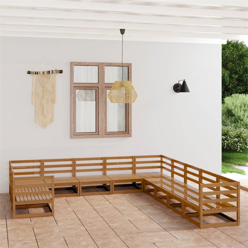 vidaXL Wood Large Garden Lounge Set in Brown