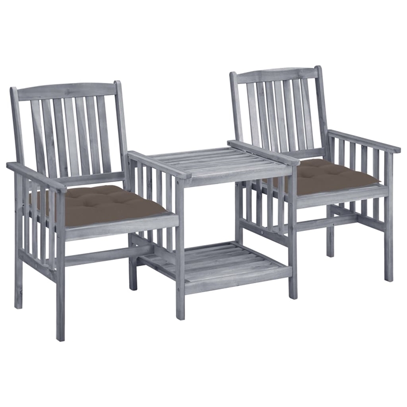 vidaXL Solid Acacia Wood Small Furniture Set in Gray