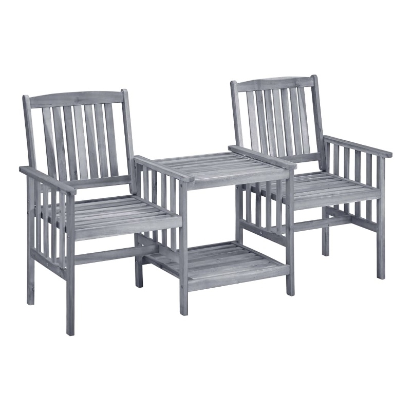 vidaXL Solid Acacia Wood Small Furniture Set in Gray