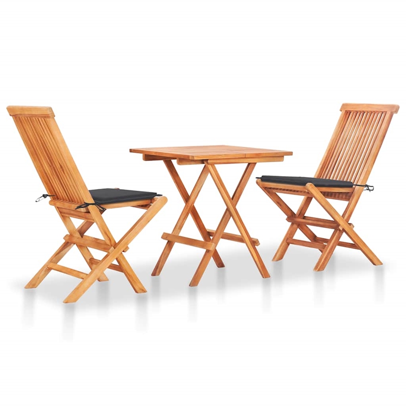 vidaXL 3 Piece Wood Medium Bistro Set in Anthracite