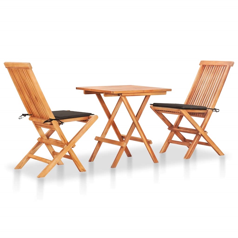 vidaXL 3 Piece Wood Bistro Set in Taupe