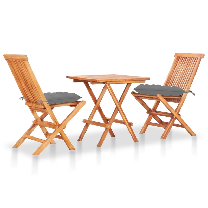 vidaXL Wood Small Bistro Set in Gray/Brown/Natural