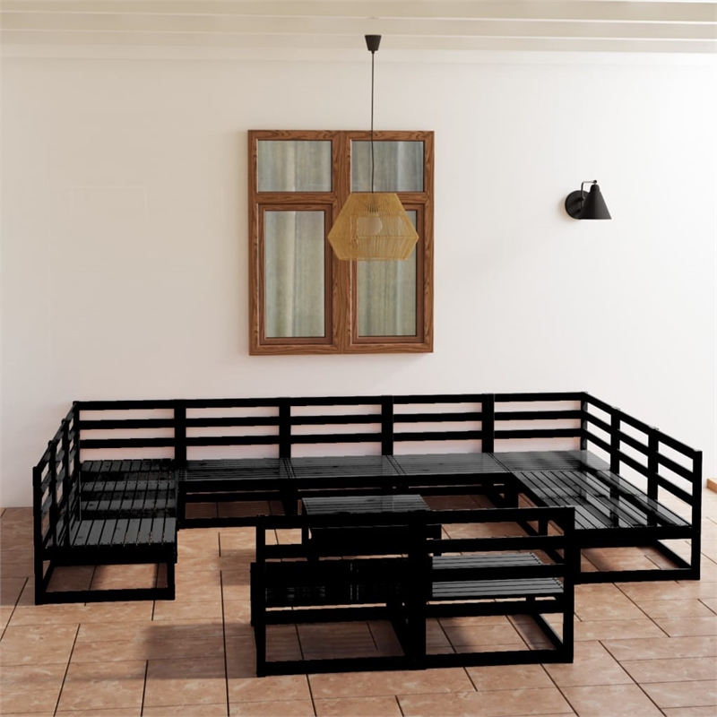 vidaXL Wood Garden Lounge Set in Black