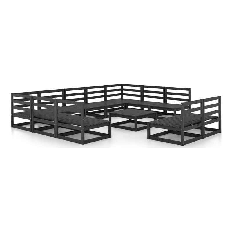 vidaXL Wood Garden Lounge Set in Black