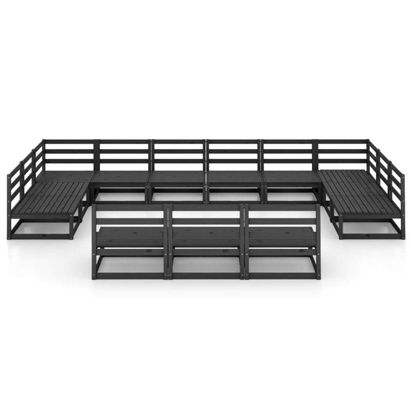 vidaXL Wood Small Garden Lounge Set in Black