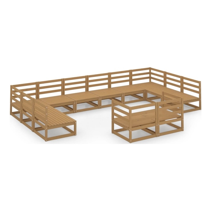 vidaXL Wood Large Garden Lounge Set in Brown