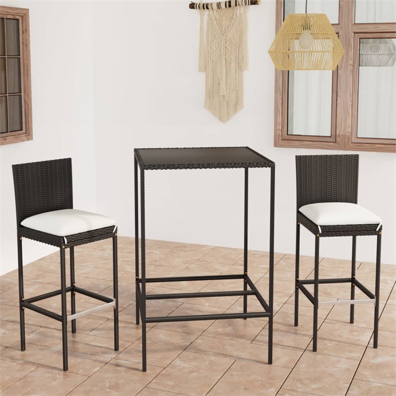 vidaXL 3 Piece Steel Bar Set in Black/White/Cream