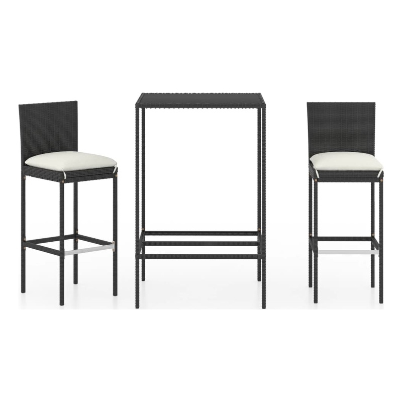 vidaXL 3 Piece Steel Bar Set in Black/White/Cream