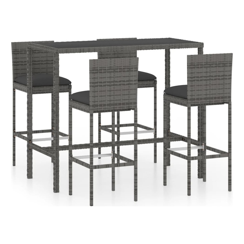 vidaXL 5 Piece Steel Large Bar Set in Gray