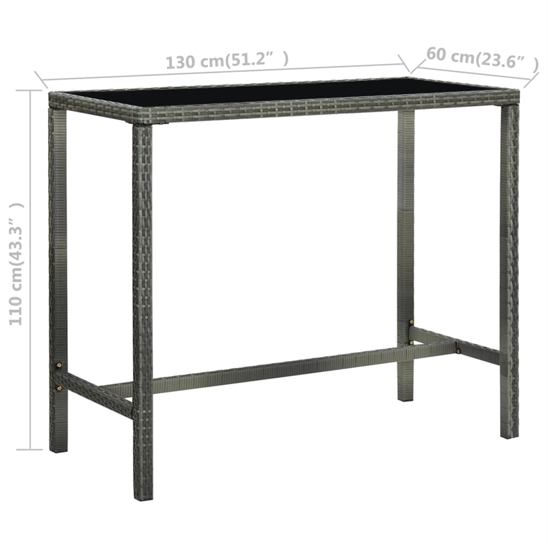 vidaXL 7 Piece Poly Rattan Bar Set in Gray/Anthracite