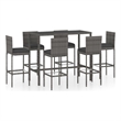 vidaXL 7 Piece Poly Rattan Bar Set in Gray/Anthracite