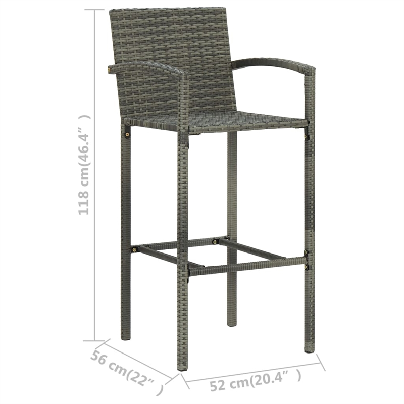 vidaXL 3 Piece Steel Bar Set in Gray