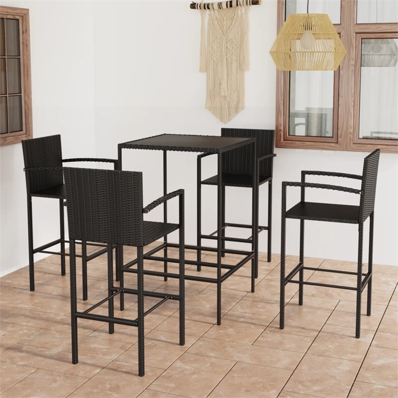 vidaXL 5 Piece Steel Small Bar Set in Black