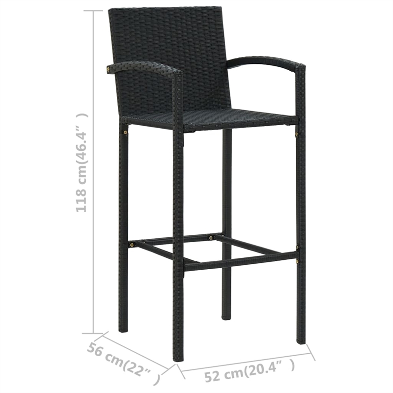 vidaXL 5 Piece Steel Small Bar Set in Black
