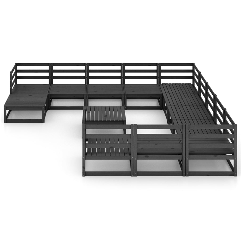 vidaXL Wood Medium Garden Lounge Set in Black
