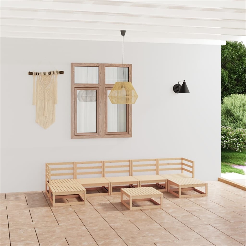 vidaXL 8 Piece Wood Garden Lounge Set in Natural