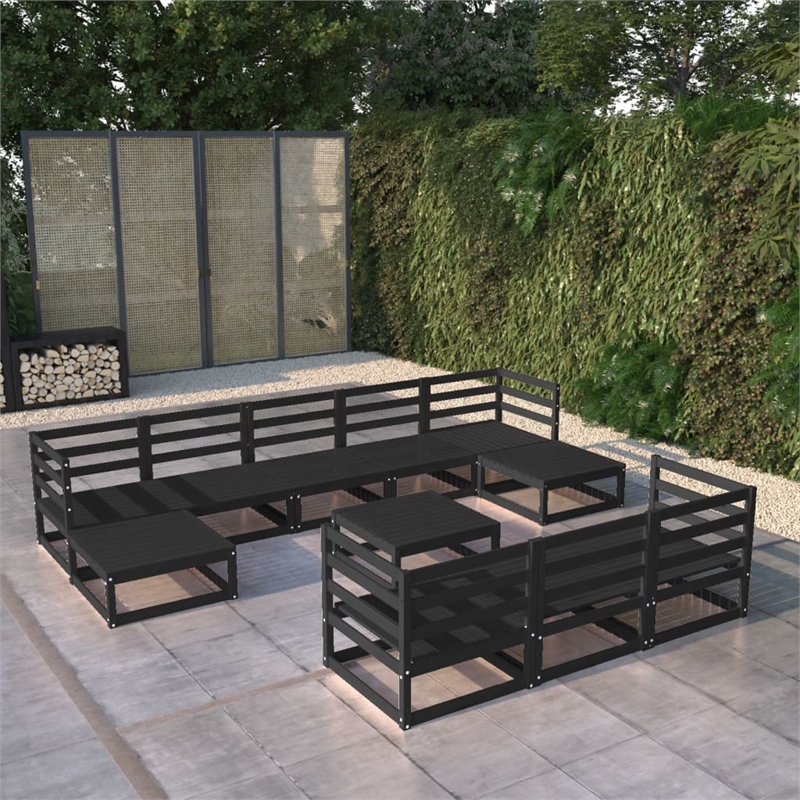 vidaXL Wood Standard Garden Lounge Set in Black