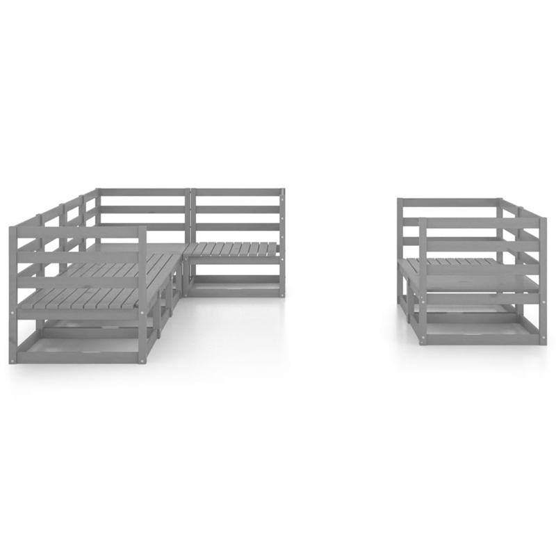 vidaXL 7 Piece Wood Garden Lounge Set in Gray