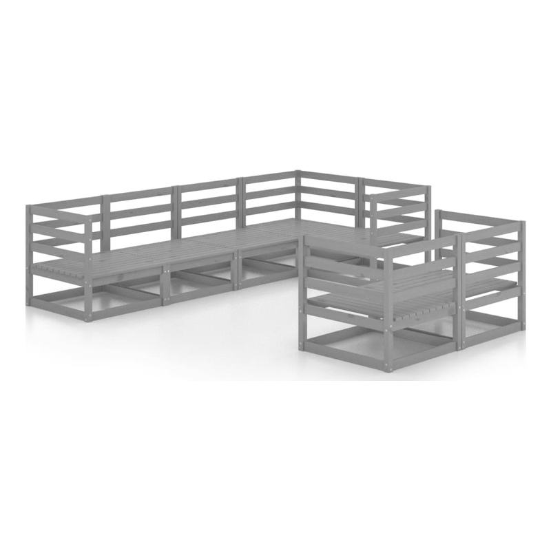 vidaXL 7 Piece Wood Garden Lounge Set in Gray