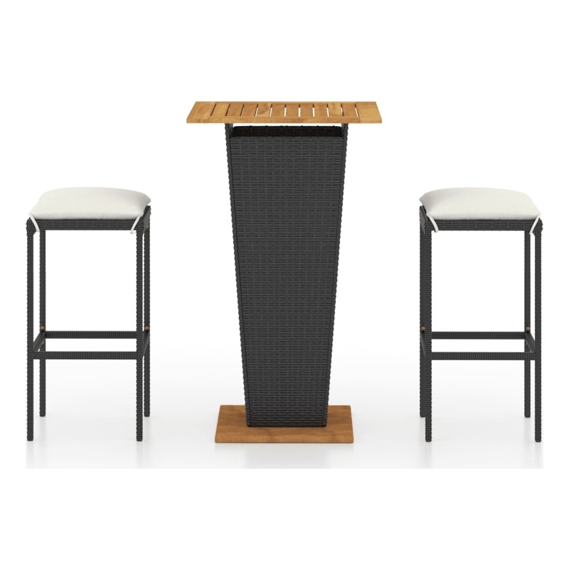 vidaXL 3 Piece Steel Bar Set in Black/White/Cream