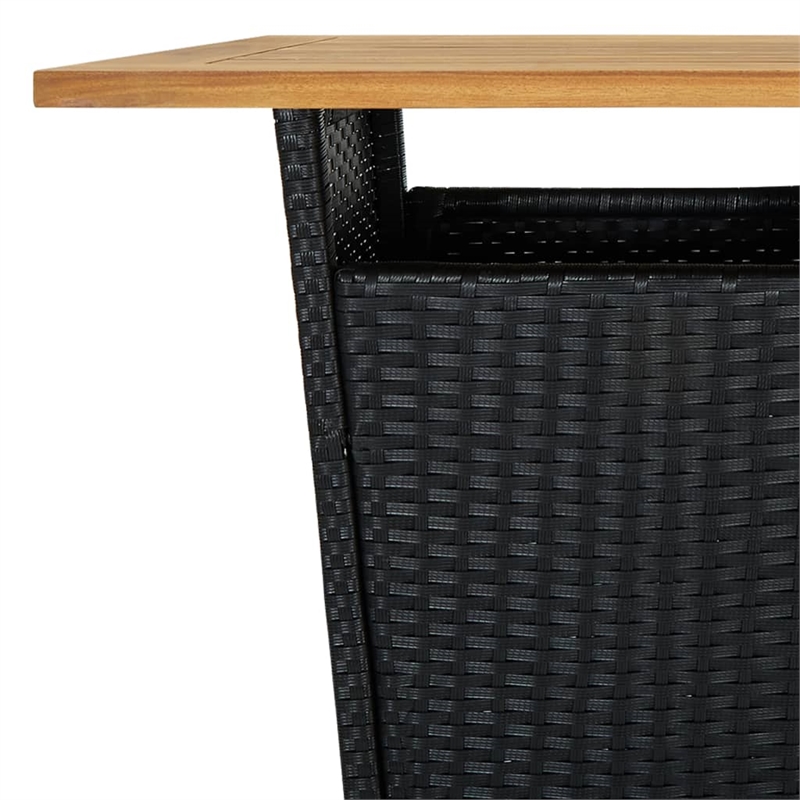 vidaXL 5 Piece Solid Acacia Wood Bar Set in Black/White/Cream