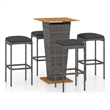 vidaXL 5 Piece Solid Acacia Wood Bar Set in Gray