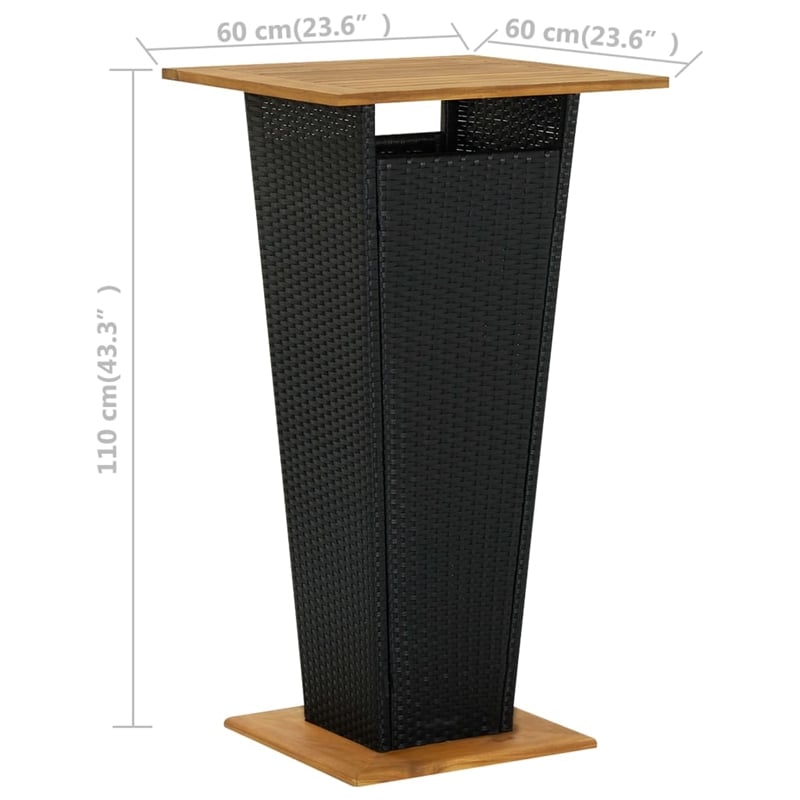 vidaXL 5 Piece Solid Acacia Wood Bar Set in Black/Cream