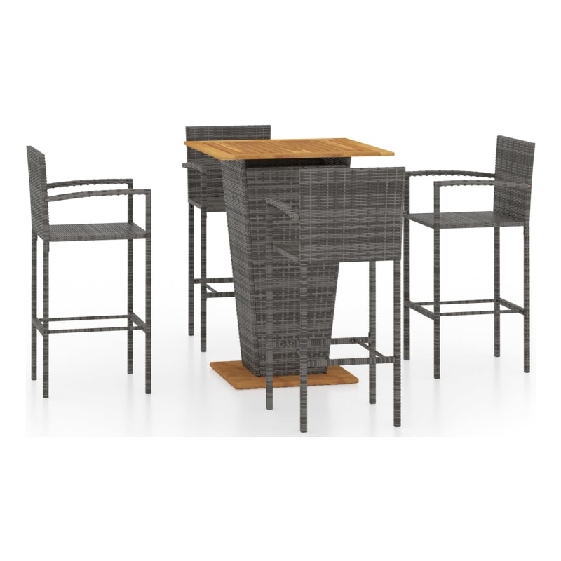 vidaXL 5 Piece Solid Acacia Wood Bar Set in Gray