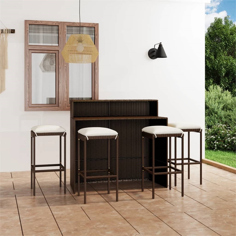 vidaXL 5 Piece Steel Bar Set in Brown