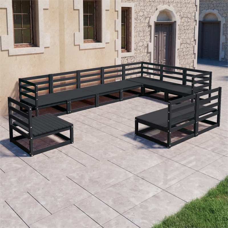 vidaXL Wood Large Garden Lounge Set in Black