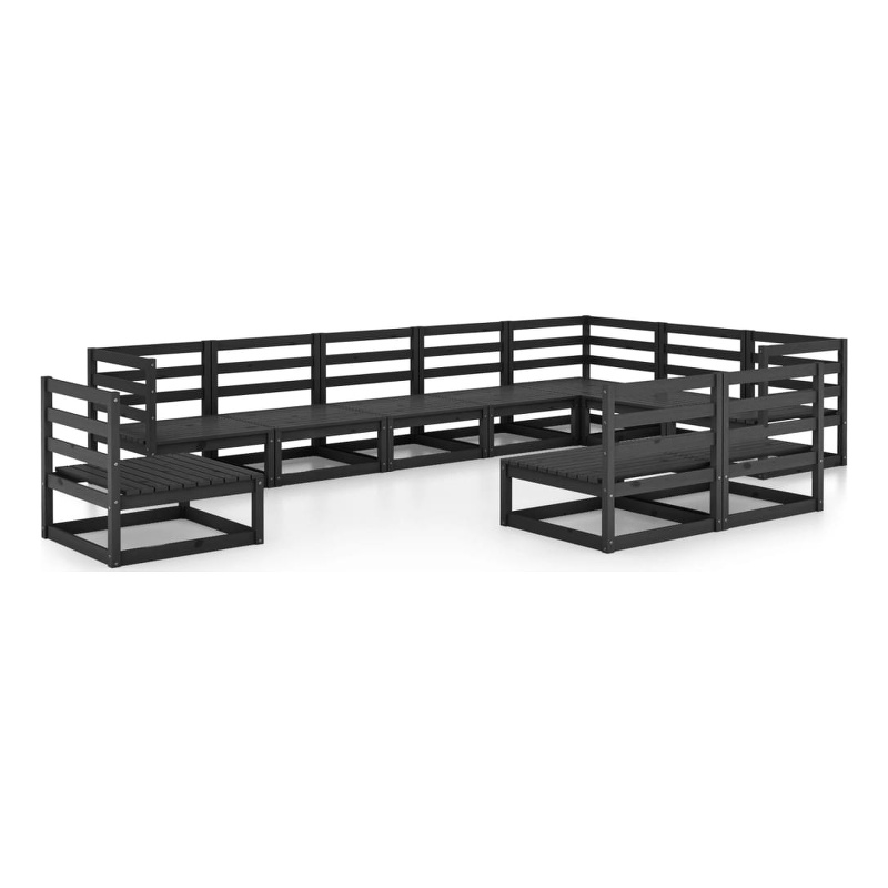vidaXL Wood Large Garden Lounge Set in Black