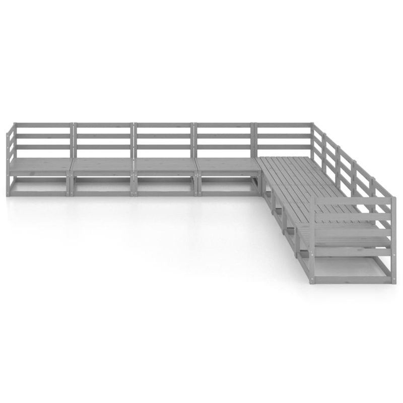 vidaXL 9 Piece Wood Large Garden Lounge Set in Gray