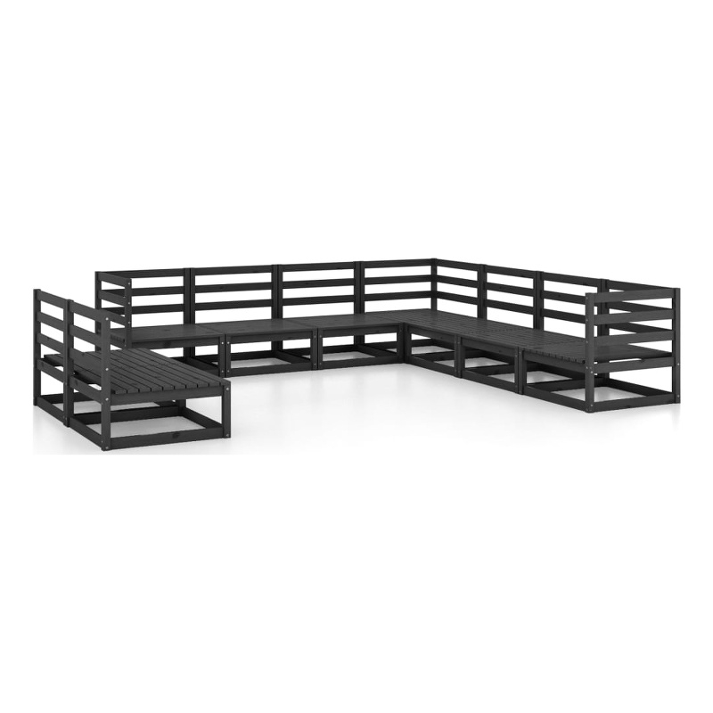 vidaXL Wood Large Garden Lounge Set in Black