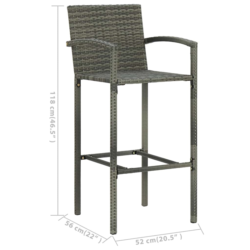 vidaXL 7 Piece Solid Acacia Wood Medium Bar Set in Gray