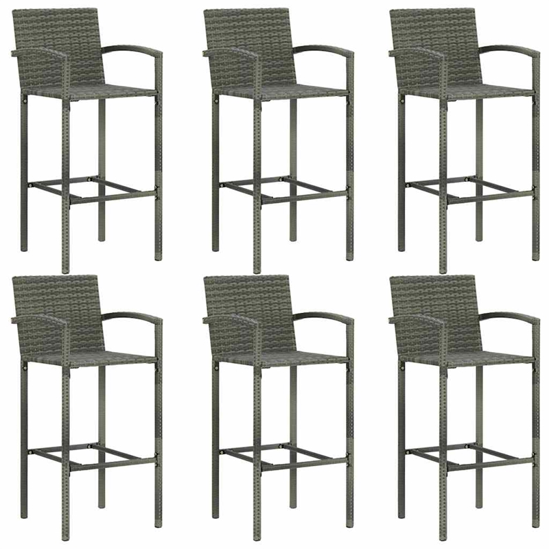 vidaXL 7 Piece Solid Acacia Wood Medium Bar Set in Gray