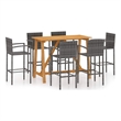 vidaXL 7 Piece Solid Acacia Wood Medium Bar Set in Gray