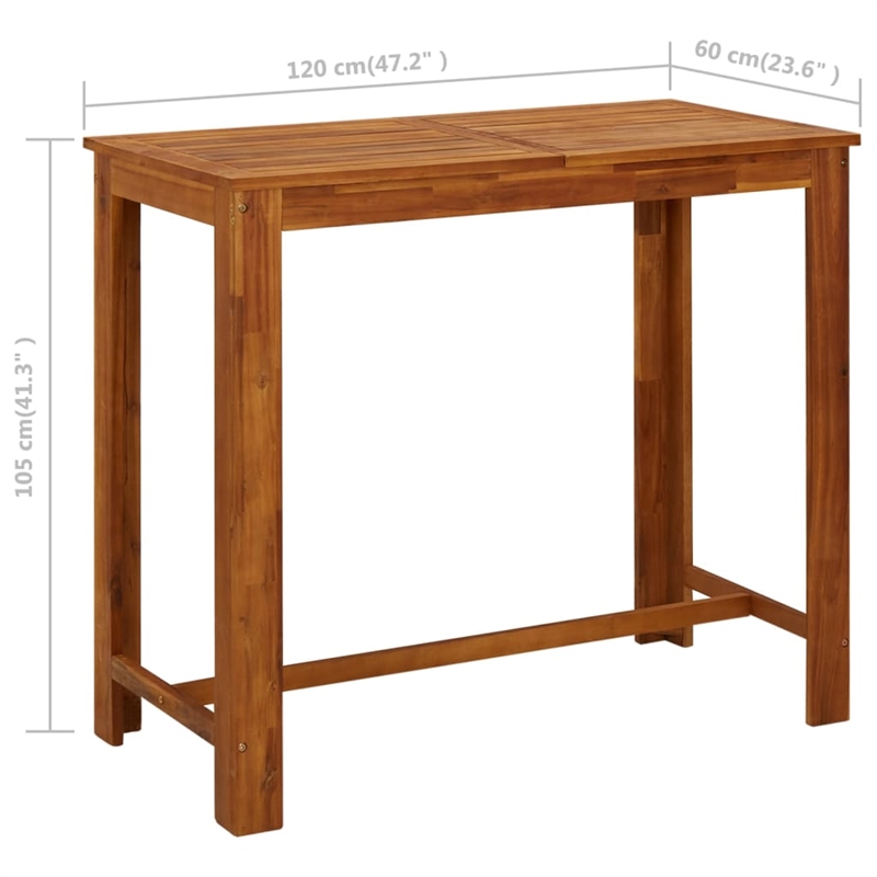 vidaXL 7 Piece Solid Acacia Wood Bar Set in Brown
