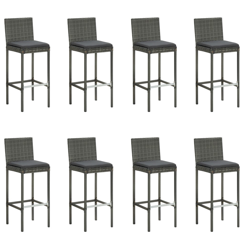 vidaXL 9 Piece Solid Acacia Wood Bar Set in Gray/Anthracite